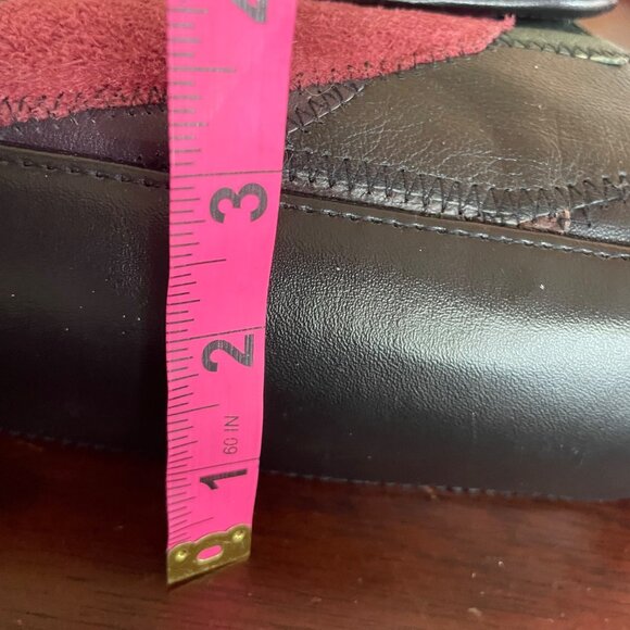 Vintage 90s Maggie Lawrence Patchwork Leather Crossbody Bag Boho Shoulder Purse - Picture 9 of 10